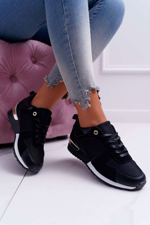 Sporty Women's Shoes Mesh Suede Black Merido