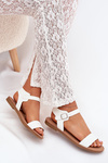 Women's sandals on flat heel eco leather white Kivara