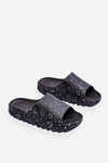 Fashionable women's slippers on a massive platform Black Lorette