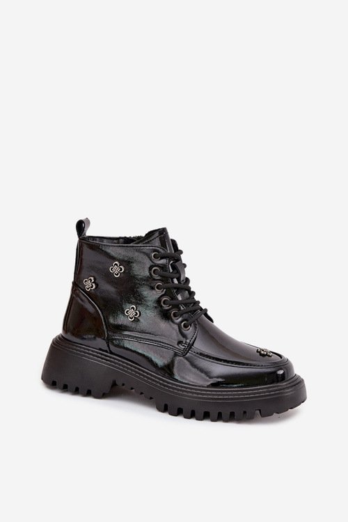 Leather Insulated Women's Boots with Decorations Artiker 57C0345 Black