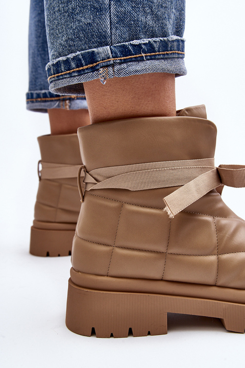 Women's Ankle Boots with Quilting and Lacing Khaki Bizzanti