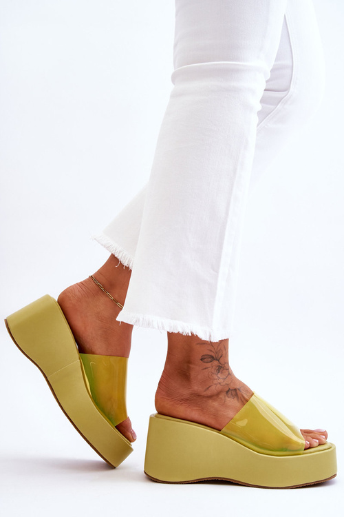 Women's Transparent Wedge Slippers Light green Eliane