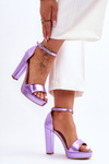 Sandały Wysoki Obcas Fioletowe Mandy M048