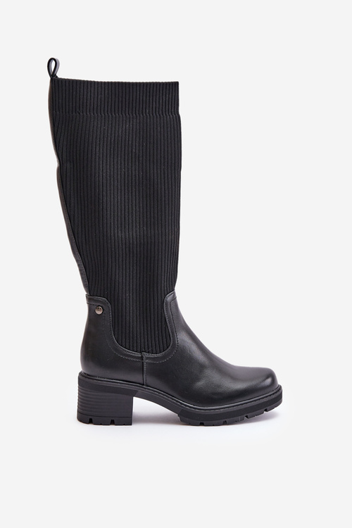 Kozaki Wsuwane Elastyczna Cholewka Przed Kolano Czarne Vaimi