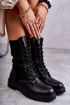 Women's Boots With A Sock On A Flat Heel Black Liam