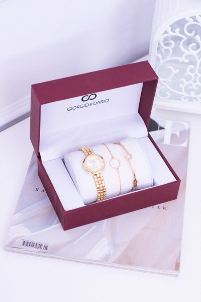 Giorgio Dario Set Gold Women's Watch Two Gold Bracelets