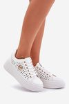 Perforated sneakers with golden detail white Cassildi