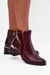 Leather Women's Heeled Boots with Heating Zazoo 60563 Bordeaux
