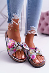 Cork Lining Flip Flops Grey Floral Wendy