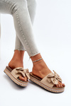 Women's Platform Sandals with Bow Beige Evatria