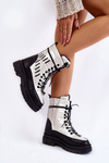 Women's Laced Snow Boots Vinceza 23-34586 Black and White