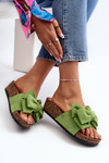 Women's Cork Platform Sandals with Bow Green Tarena