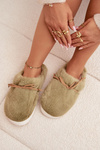 Furry slippers with bow green Minella