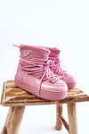 Warm Lace Up Snow Boots Pink Colina 