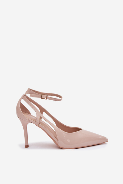 Patent leather high heels with eco leather beige Fionnel