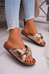 Pink Gold Metallics Cork Flip Flops with Cocard