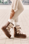 Women's Snow Boots On Platform With Lacing Brown Riaviana