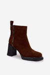 Women's Ankle Boots Made of Natural Suede on Heel Vinceza 91141 Brown