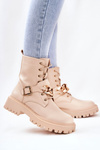 Chained Worker Boots Beige Molisa