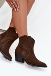 Slip-on Women's Cowboy Boots Made of Natural Suede Chocolate Beretta