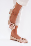 Lacquered Ballet Flats With Bow And Gold Brooch Beige Rivona