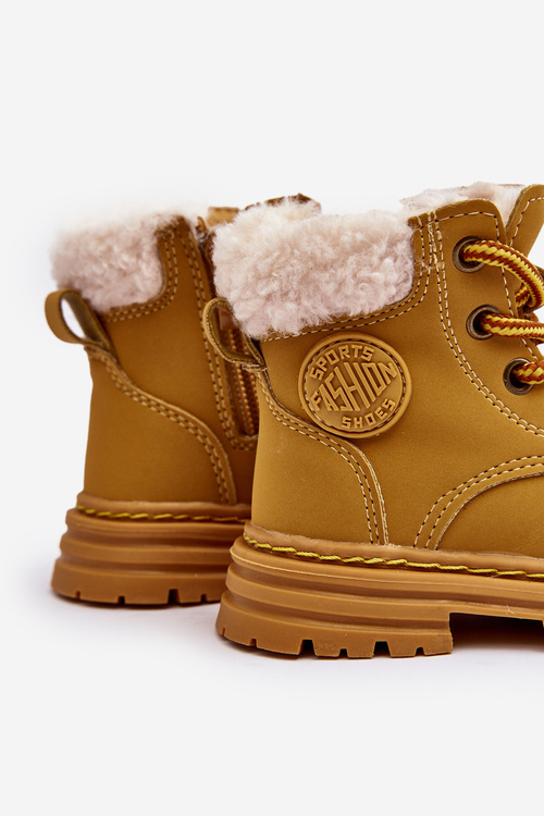 Children's Trapper Boots with a Zip and Sheepskin Camel Marialee