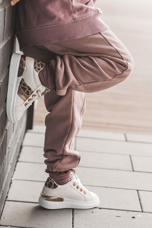 Leather Sport Shoes Leopard White Trixie