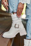 Leather Buckle-Fastened Insulated Boots Beige  Osonia
