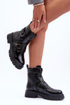 Women's Snake Boots with Straps Black Leora
