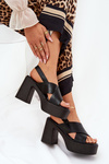 Ladies High Heel And Platform Sandals Made Of Eco Leather Black Annavin