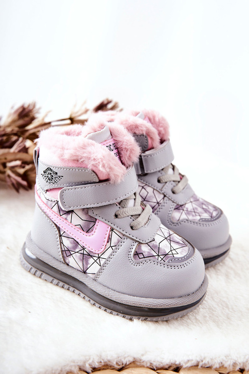 Children's Warm-up Snow Boots Grey and pink Shirinell