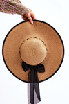 Hat With Fashionable Bow Beige 