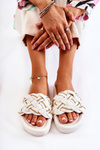 Women's Leather Slippers With A Chain White Soline