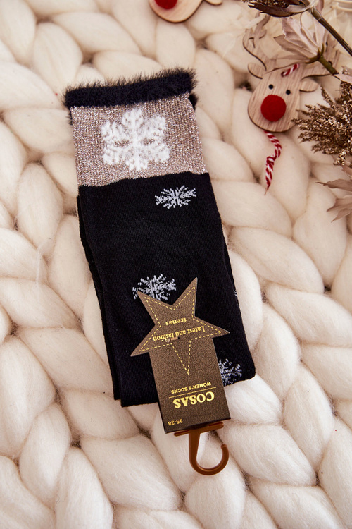 Women's Socks Long With Snowballs Black