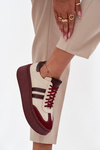 Damskie Sneakersy Skóra Naturalna Platforma Beżowo-Bordowe Zazoo 3775