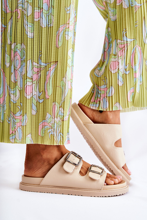 Klapki Klasyczne Wsuwane Damskie Beżowe Weston