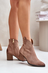 Heeled Cowboy Boots Insulated From Eco Suede Dark Beige Vinceza 58345