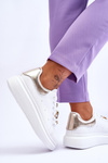 Women's Sports Shoes On A Massive Platform White And gold Chante