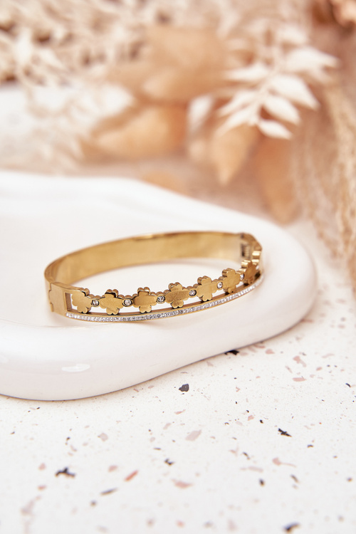 Stainless Steel Bracelet Decorated with Crystals Gold