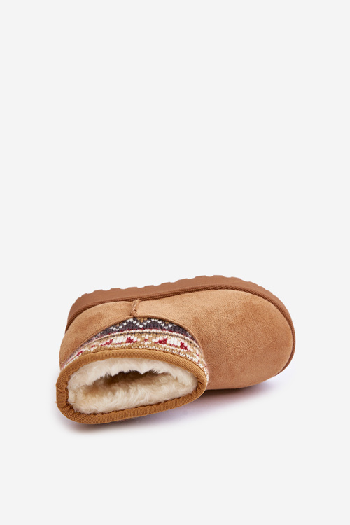 Śniegowce Wsuwane Dziecięce Ocieplane Wzorzysta Wstawka Camel Mirirae