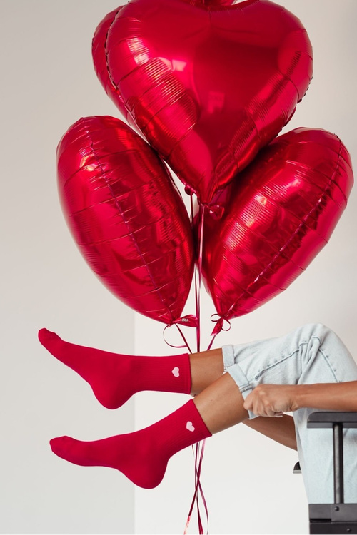 Women's Socks Small Hearts Red