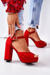 Suede High Heel Sandals Red Silvia