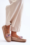 Stylish Suede Moccasins with Decorations Beige Delima