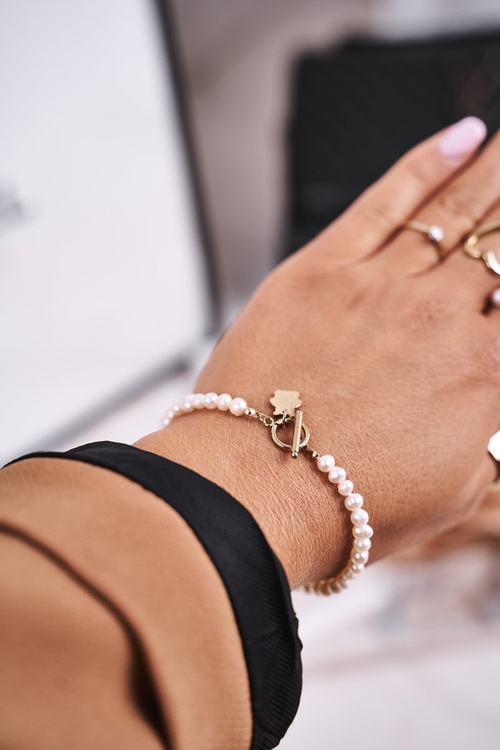 Women's Bracelet With Pearls Golden Teddy Bear Tonny