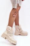 Women's Zip-Up Snow Boots Padded Light Beige Zeva