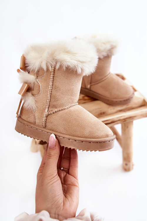 Children's Insulated Snow Boots With Bows Light beige Funky