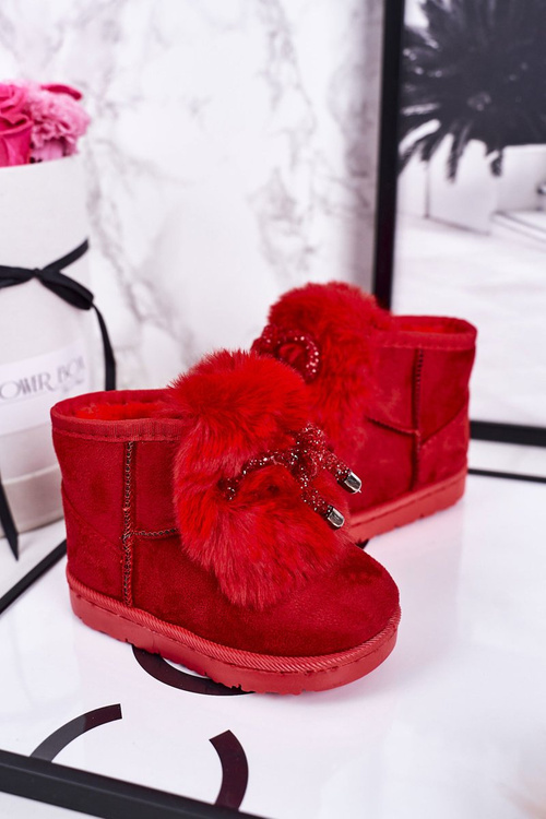 Children's Snow Boots Insulated With Fur Suede Red Amelia