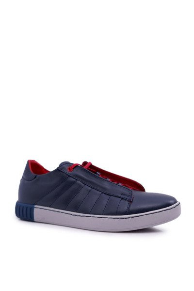 Men's Bednarek Leather Sport Shoes without eyelets Navy blue Geos