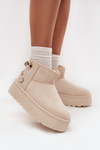 Women's Snow Boots on Platform with Buckles Light Beige Maelle