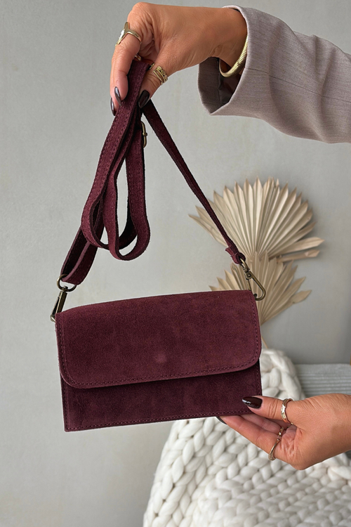 Bag From Natural Suede Burgundy Mirine
